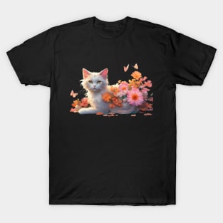 Flower-loving kitty T-Shirt